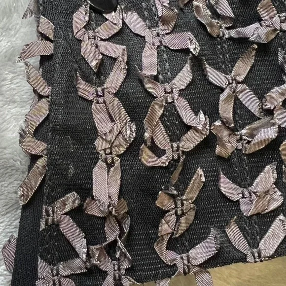 D Studio Womens Size 8 Black Mesh Ribbon Top Avant Garde Shabby Chic Goth Y2K - Picture 8 of 11